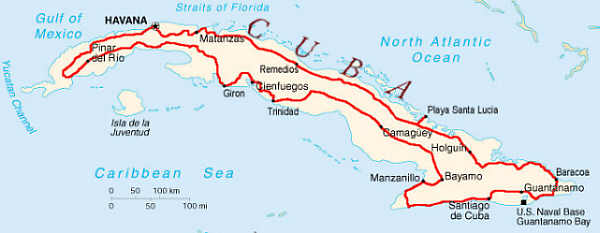 Cuba: Main Route Map