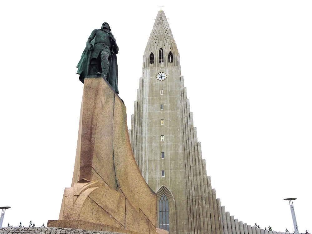 Reykjavik Cathedral and statue Reykjavik Cathedral and statue